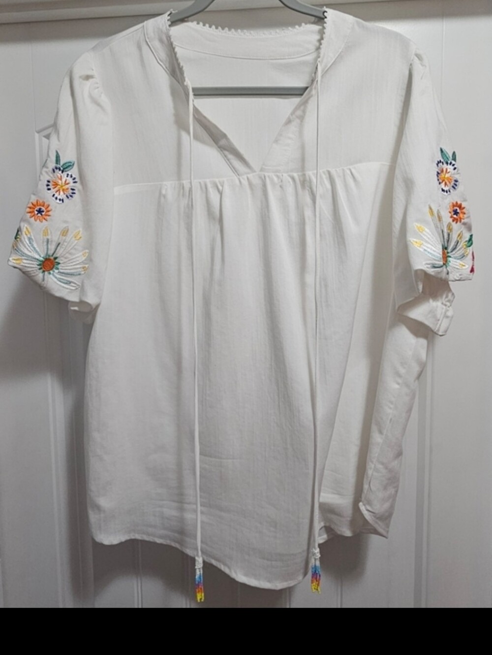 Women's White Viscose Blouse - XL